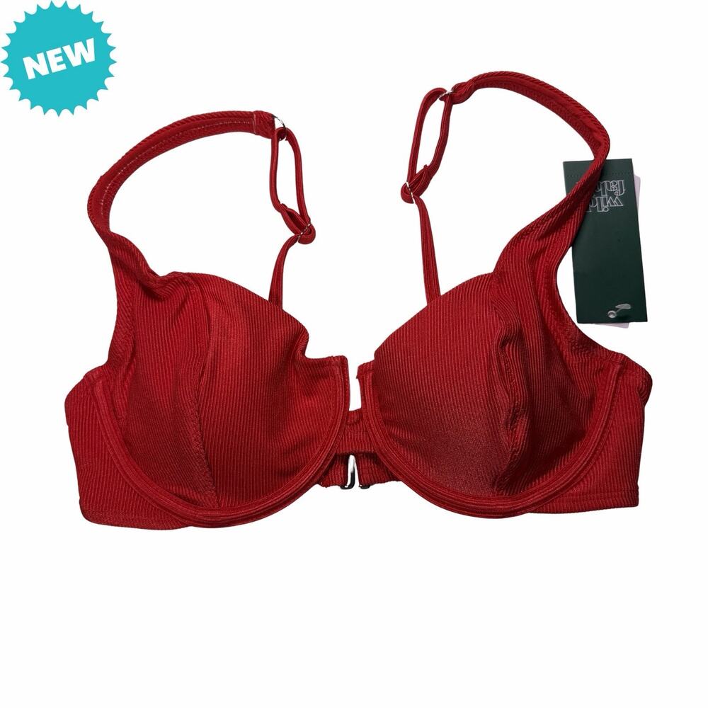 Wild Fable Womens XS 0/2 Red Ribbed Scooped Underwire Bikini Top NWT